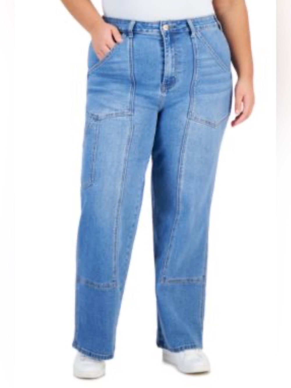 GOGO Jeans Trendy Plus Size Front Seam Straight-Leg Jeans